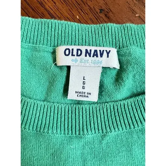 Old Navy Green L Navy Blue Initial Sweater Lightweight Women's A Pre-owned - Picture 5 of 7